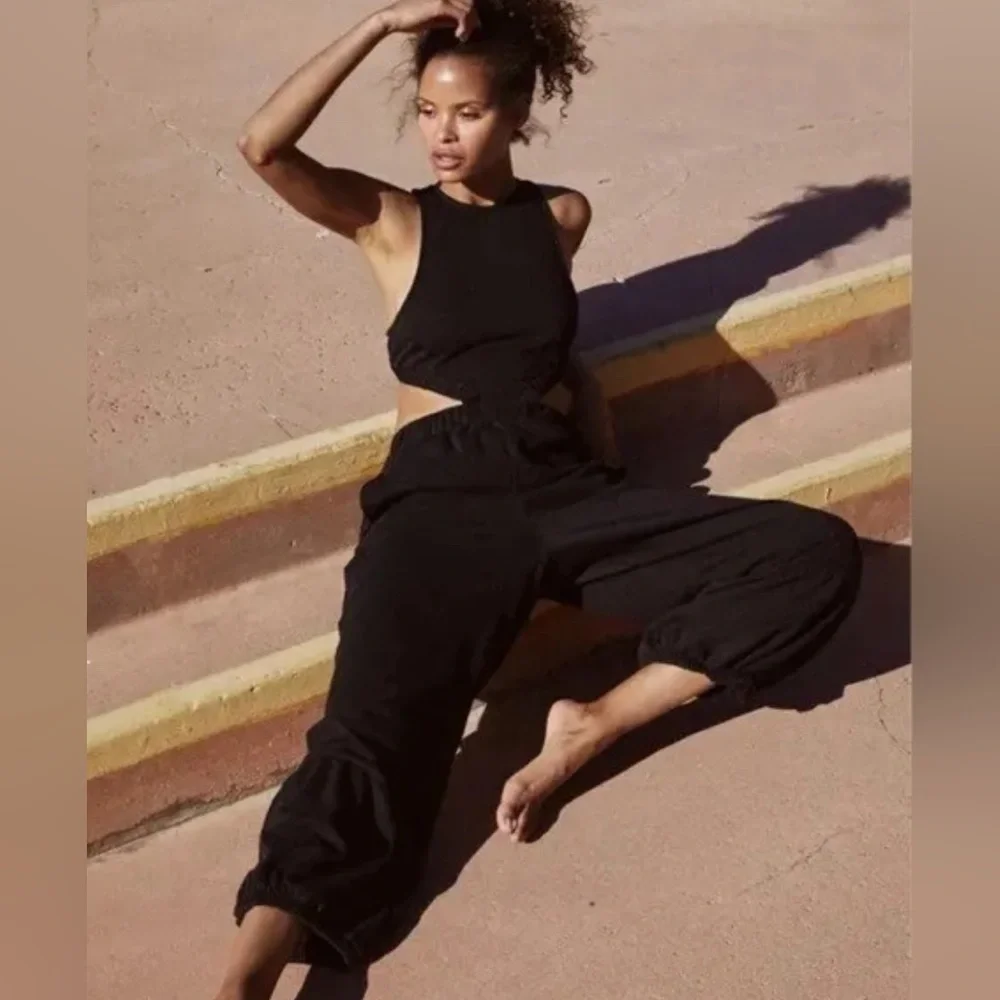 Free People Take Your Best Shot One-sie Jumpsuit Black NWOT - Picture 3 of 9